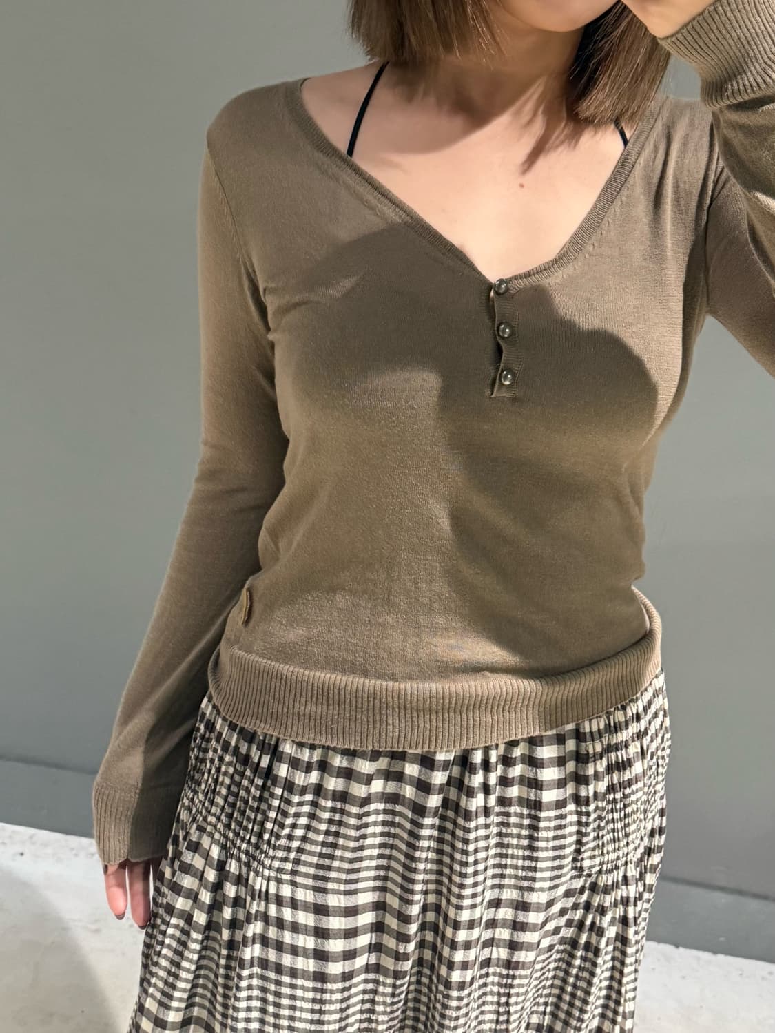 button-up detail cotton knit sleeve 상품이미지2