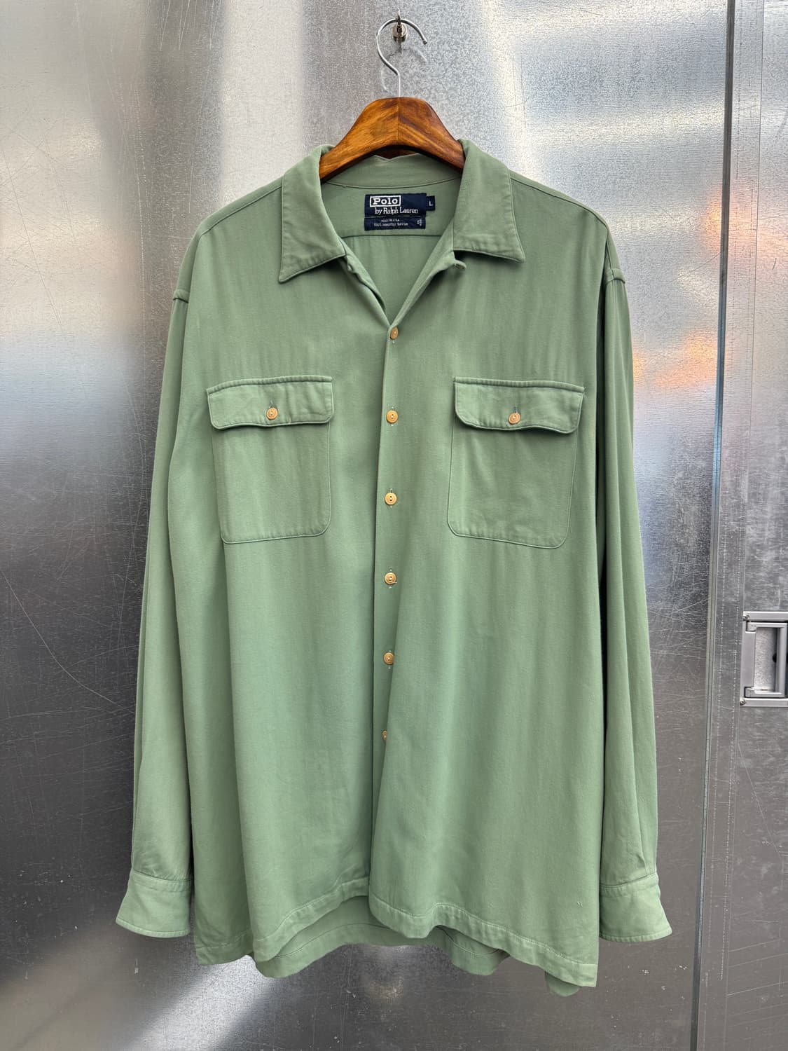 90s 아카이브 폴로 랄프로렌 레이온 셔츠 페일그린 컬러 상품이미지2