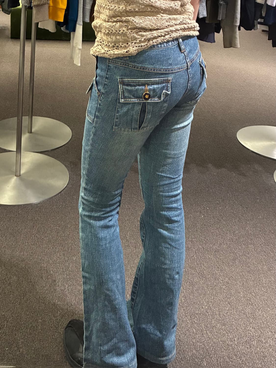 61-87)Japanese vintage 여성 부츠컷 카고 데님팬츠 상품이미지1