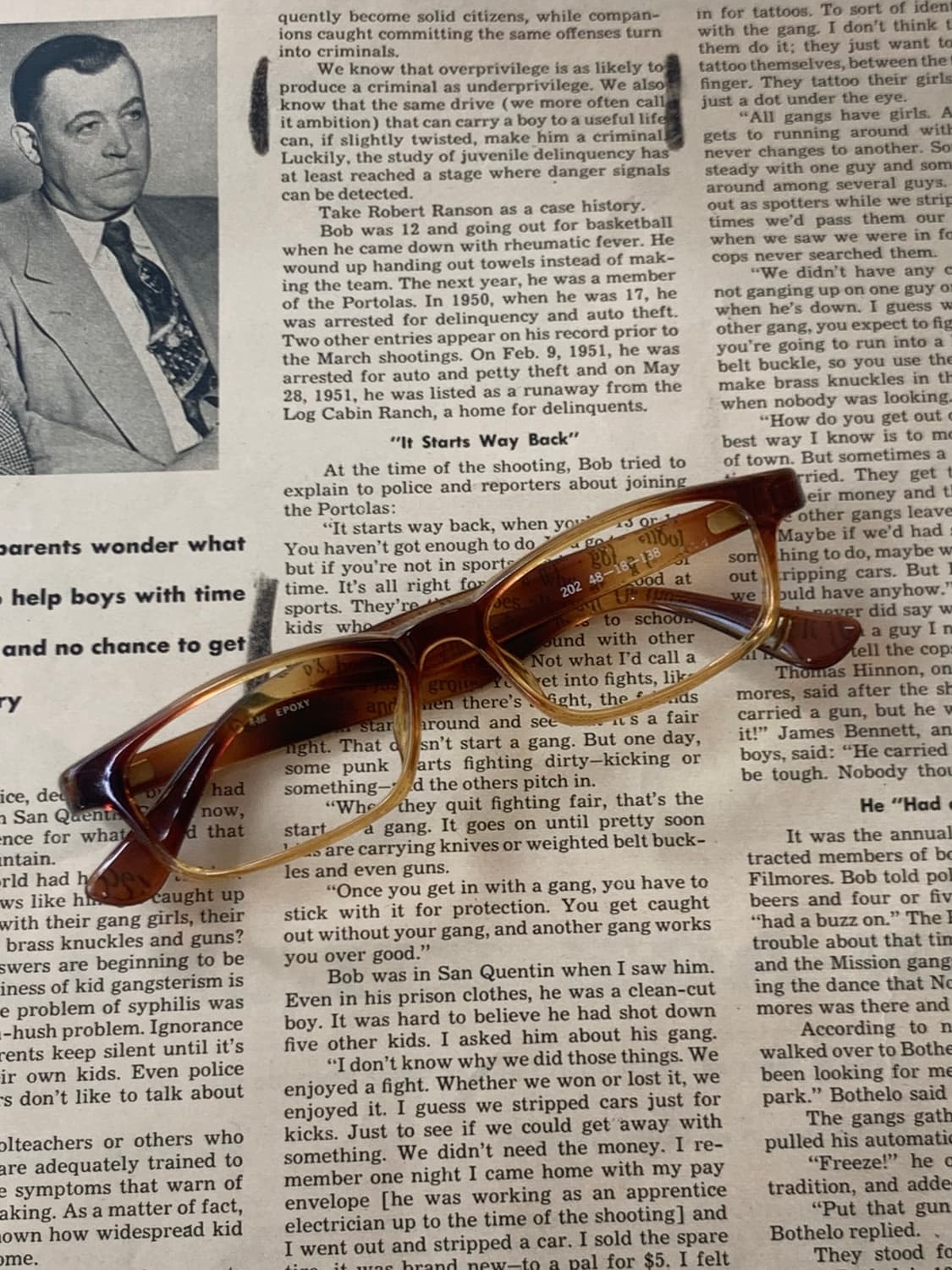 [픽키-615] 투톤 브라운 스퀘어 뿔테 안경 데드스탁 빈티지 상품이미지1