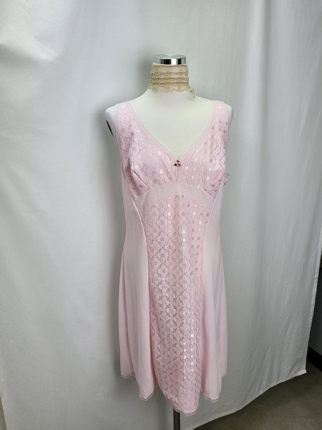 빈티지 페일 핑르 소네트 슬립 원피스 상품이미지1