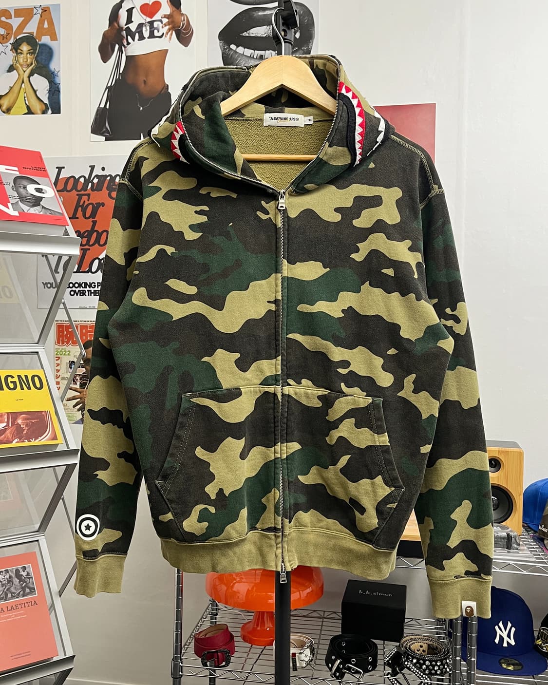 베이프 우드랜드 카모 샤크 후드집업 녹계 상품이미지5