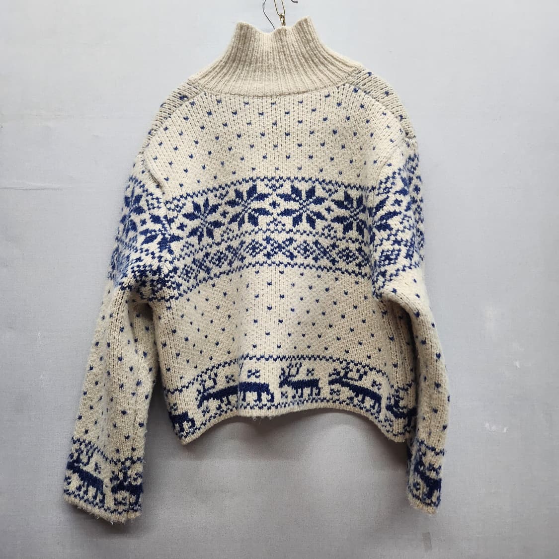 눈꽃 노르딕 패턴 투웨이 크롭 니트 집업 L 상품이미지4