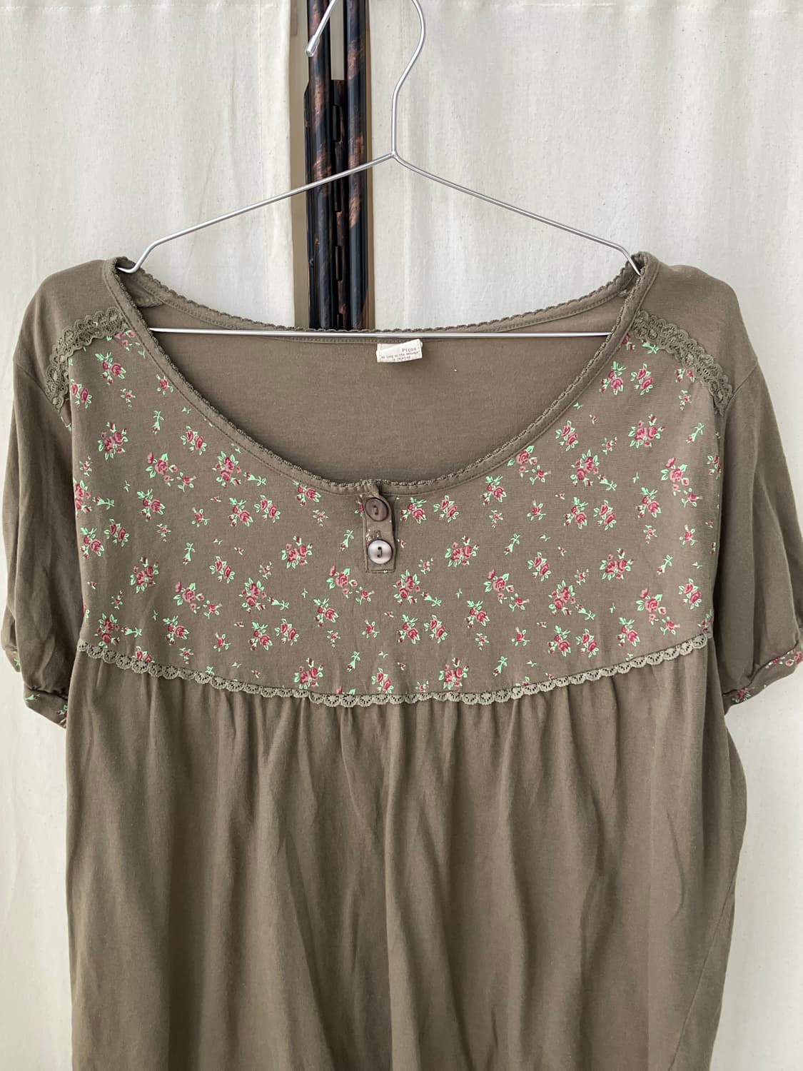 brown lace puff rose half t-shirt 상품이미지5