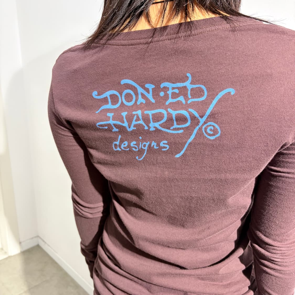 에드하디 브라운 연꽃 큐빅 비즈 긴팔 티셔츠 상품이미지5