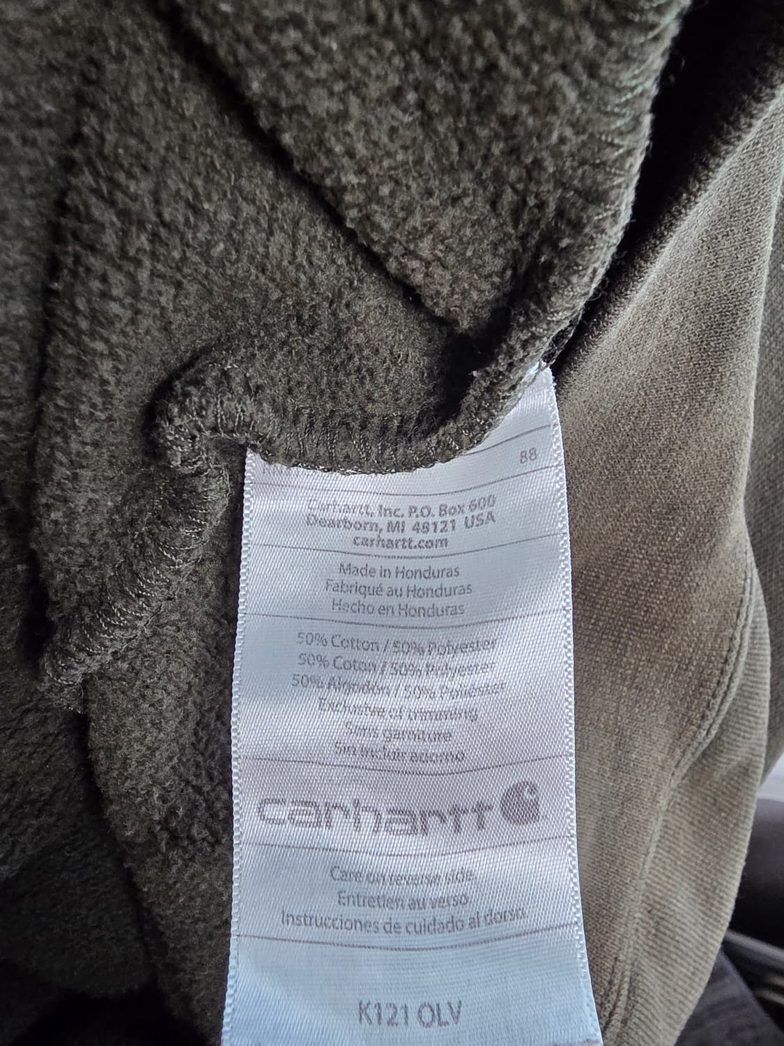 칼하트 K121 미드웨이트 후드티 올리브 상품이미지3