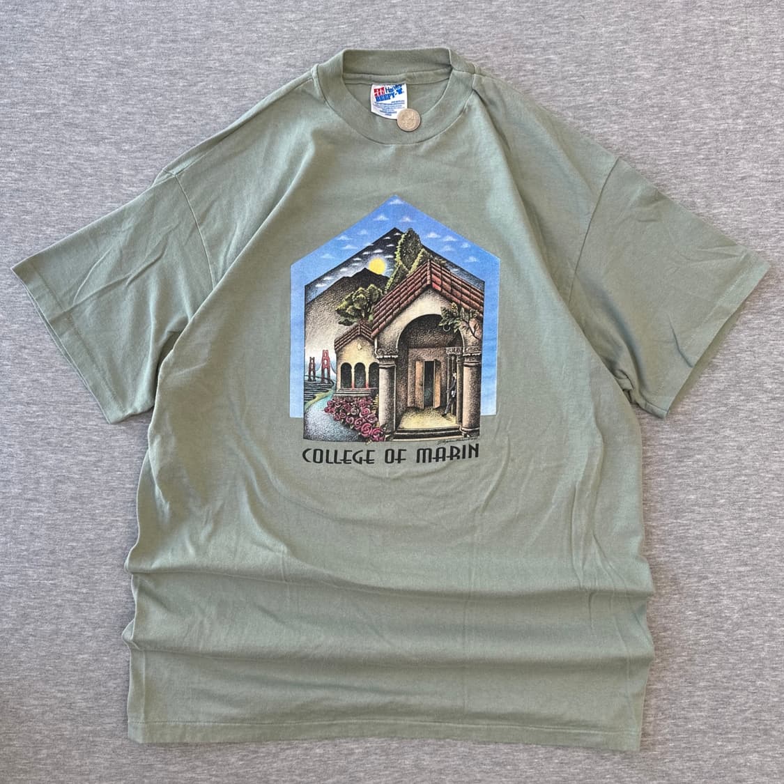 [L] 90s 빈티지 헤인즈 비피 USA제 '마린 대학' 아트 티셔츠 상품이미지1