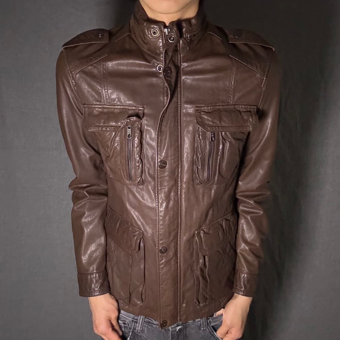 vintage pocket leather jacket 상품이미지2