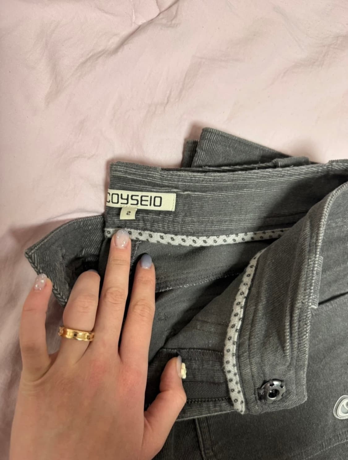 코이세이오 COYSEIO 러스틱 코듀로이 카프리 팬츠 차콜 상품이미지3