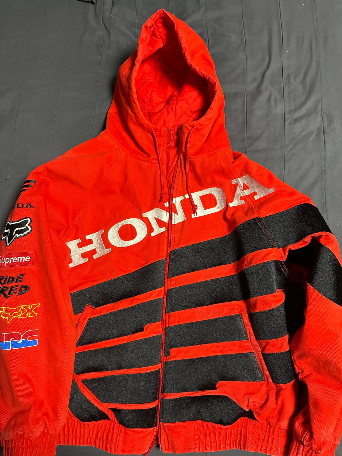 슈프림 X 혼다 X 폭스 레이싱 퍼피 집업 자켓 레드 XL 상품이미지1