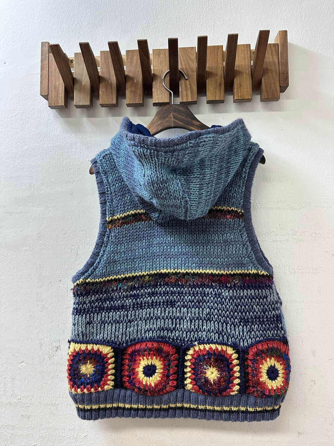 일본빈티지 TiTiCACA 티티카카 모티브 핸드메이드 후드 니트 베스트 상품이미지6