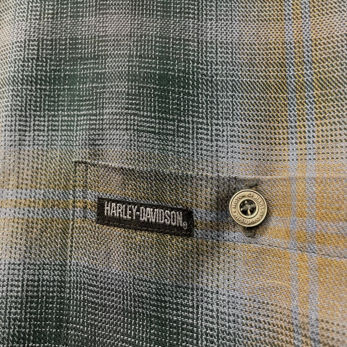 할리데이비슨 디스트레스드 포켓 로고 멀티 체크 셔츠 상품이미지5