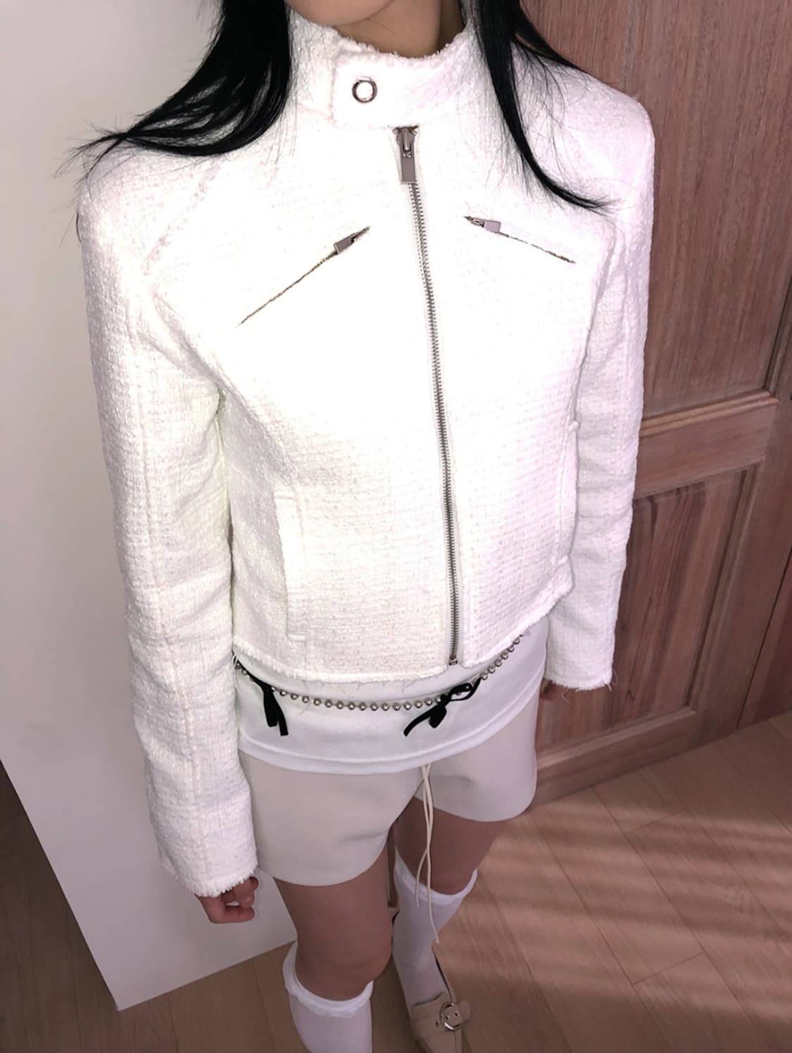 트위드 바이커 자켓 상품이미지1