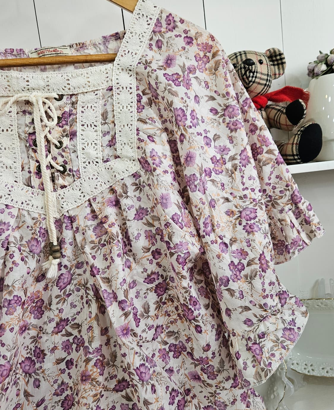 no0327 플로럴 케이프 망또 블라우스 상품이미지4