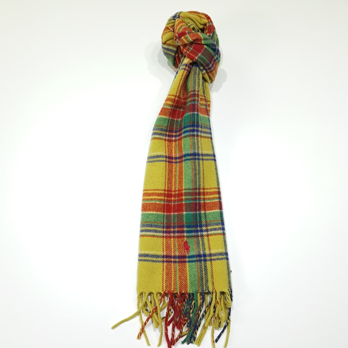 MX574 폴로 90s 이태리판 램스울 타탄체크 옐로우 머플러 목도리 상품이미지5