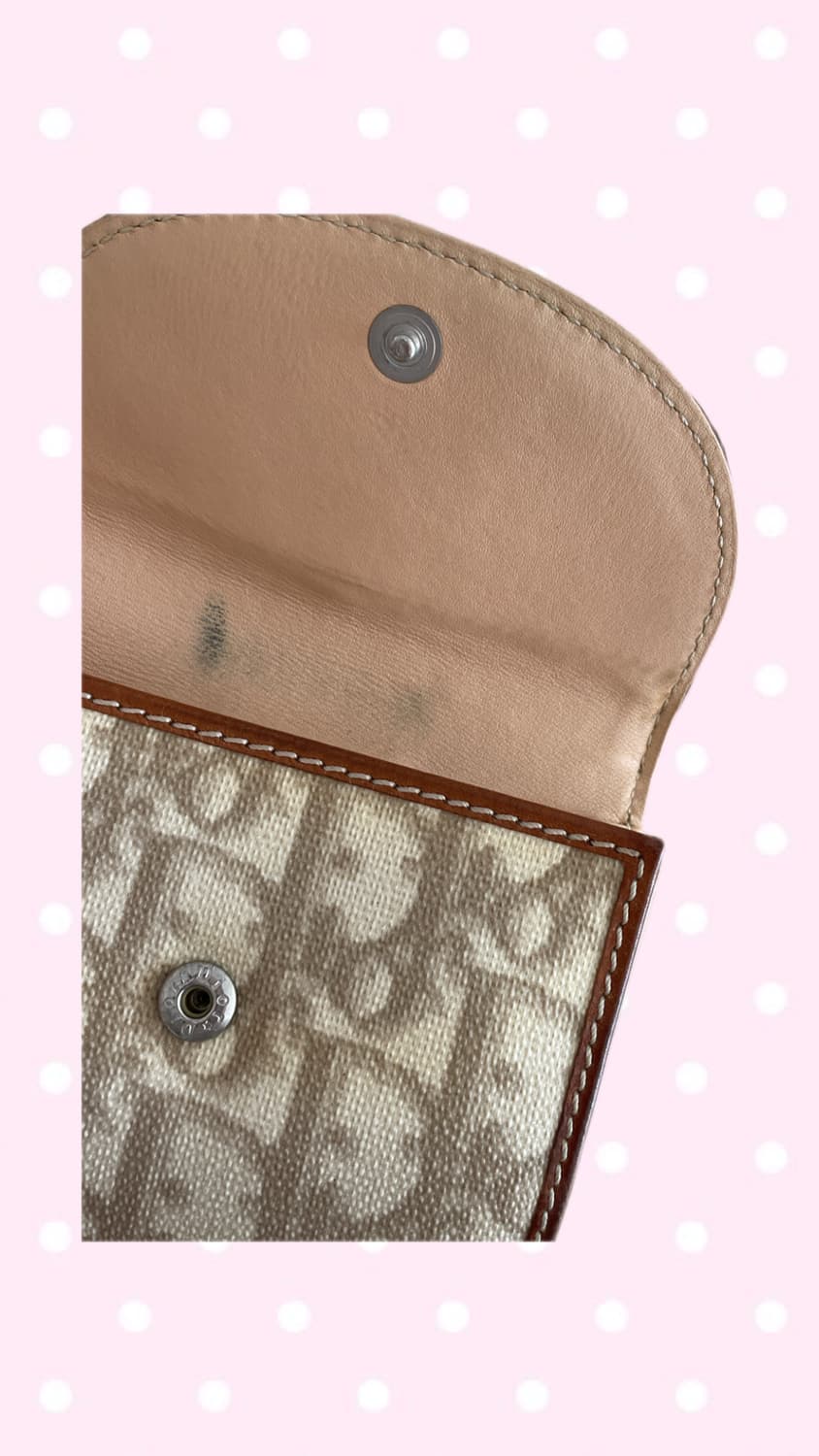 크리스찬디올 로맨틱라인 오블리크 핑크 베이지 하트 반지갑 빈티지 상품이미지2