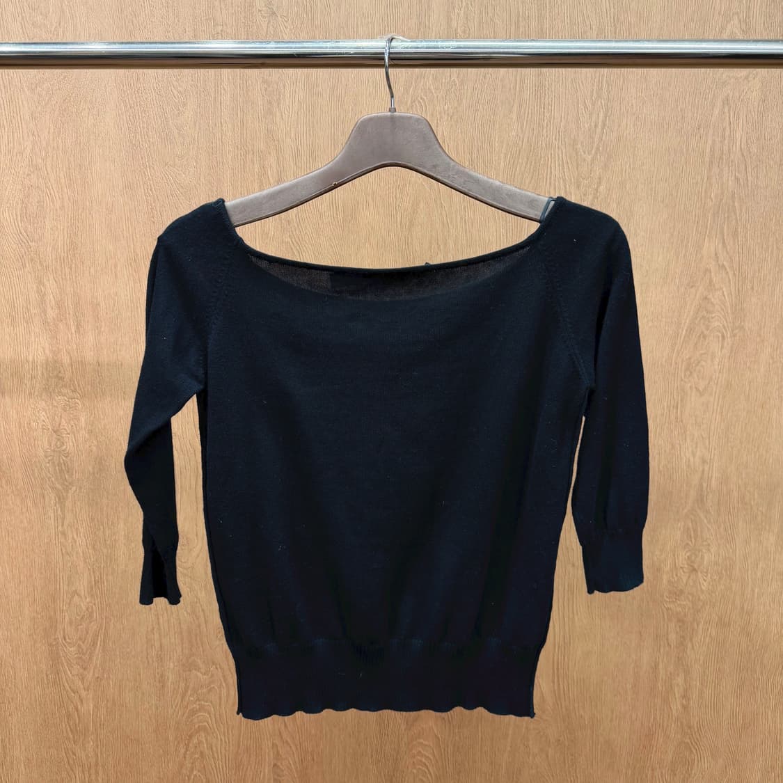 막스마라 스포트막스 7부 니트 밑단 소매 리빙 라운드넥 디테일 블랙 상품이미지3