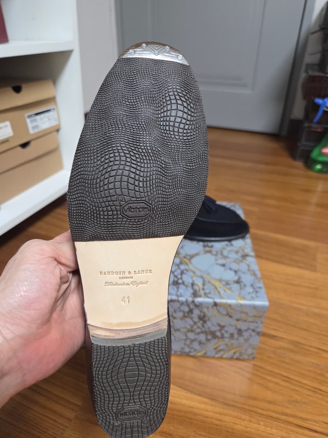 Baudoin & Lange 다크네이비 스웨이드 태슬 로퍼 남성 구두 상품이미지4