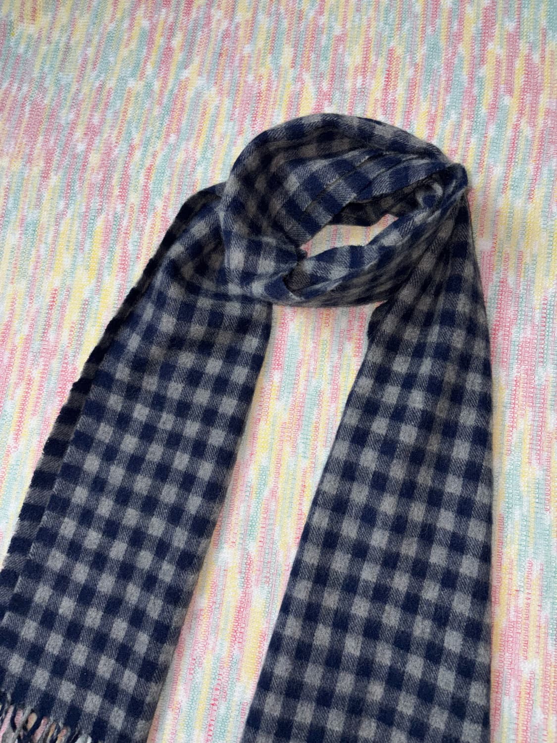 네이비 체크 머플러 상품이미지3