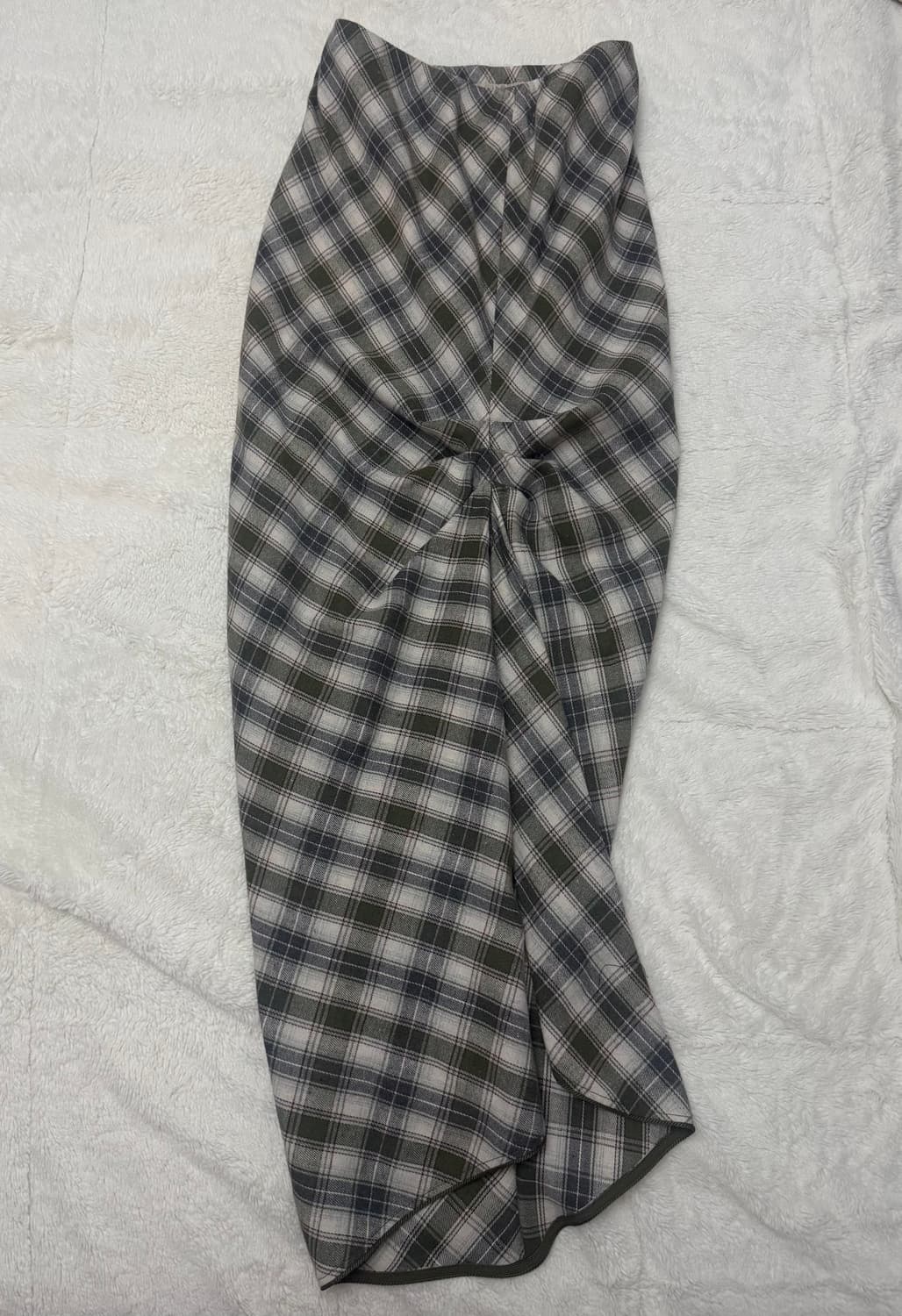 알크미 드레이프 체크 롱 스커트 상품이미지5