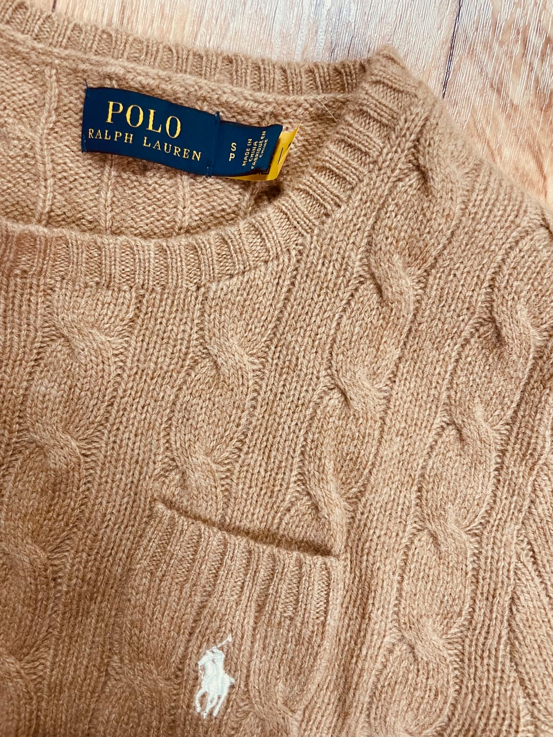 polo 폴로 브라운 베이지 반팔 니트 꽈배기 니트 상품이미지2