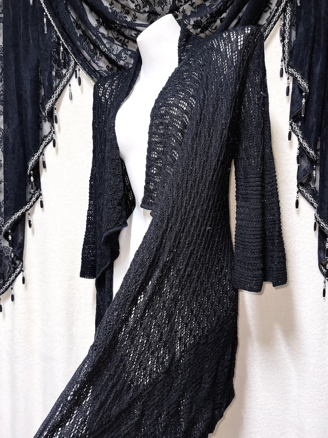 로맨틱고딕 고스펑크 오리엔탈 블랙 니트 롱가디건 페어리그런지 핀터 빈티지 상품이미지5