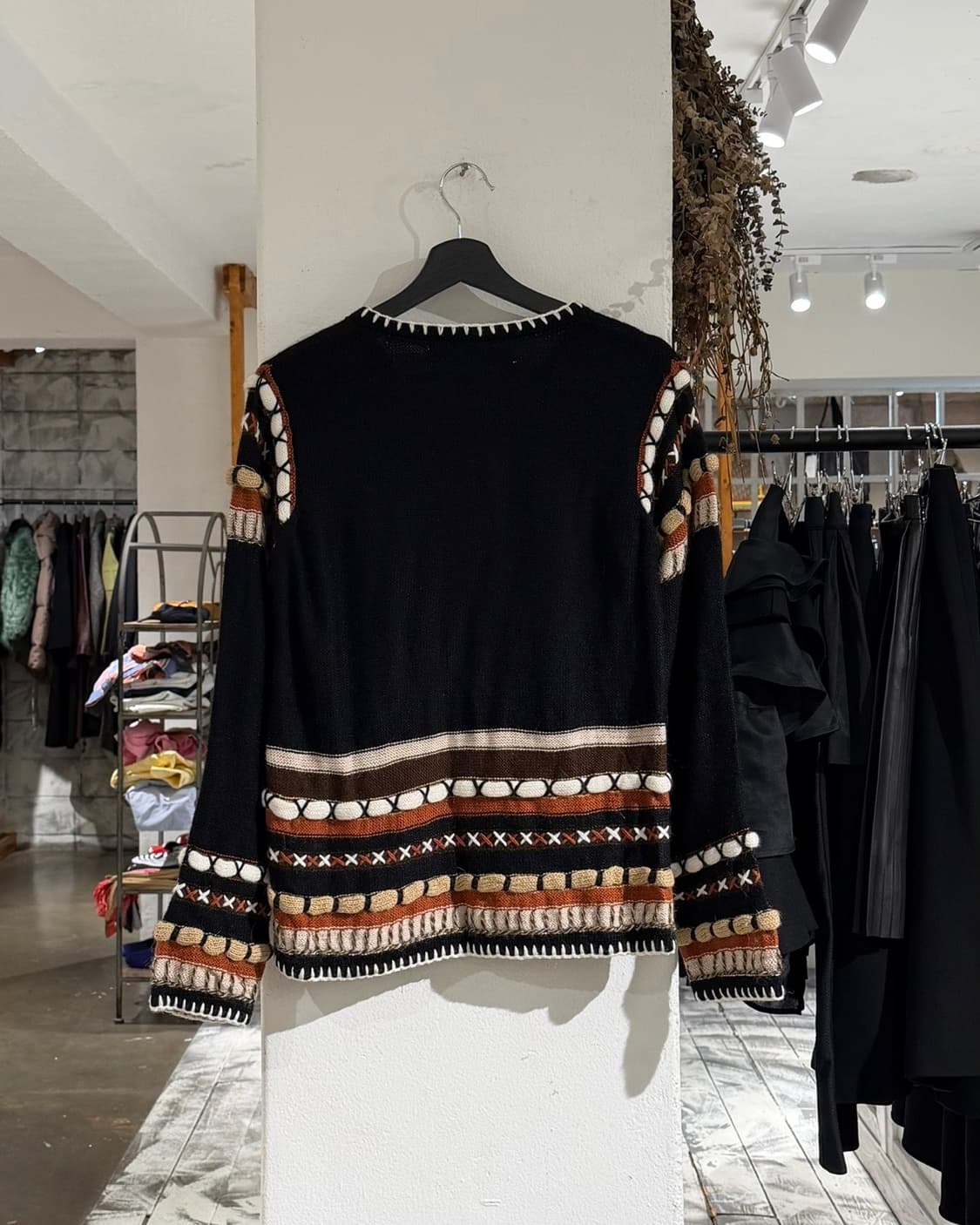 빈티지 캐롤리나 케이 블랙 배색 니트 집업 가디건 상품이미지7