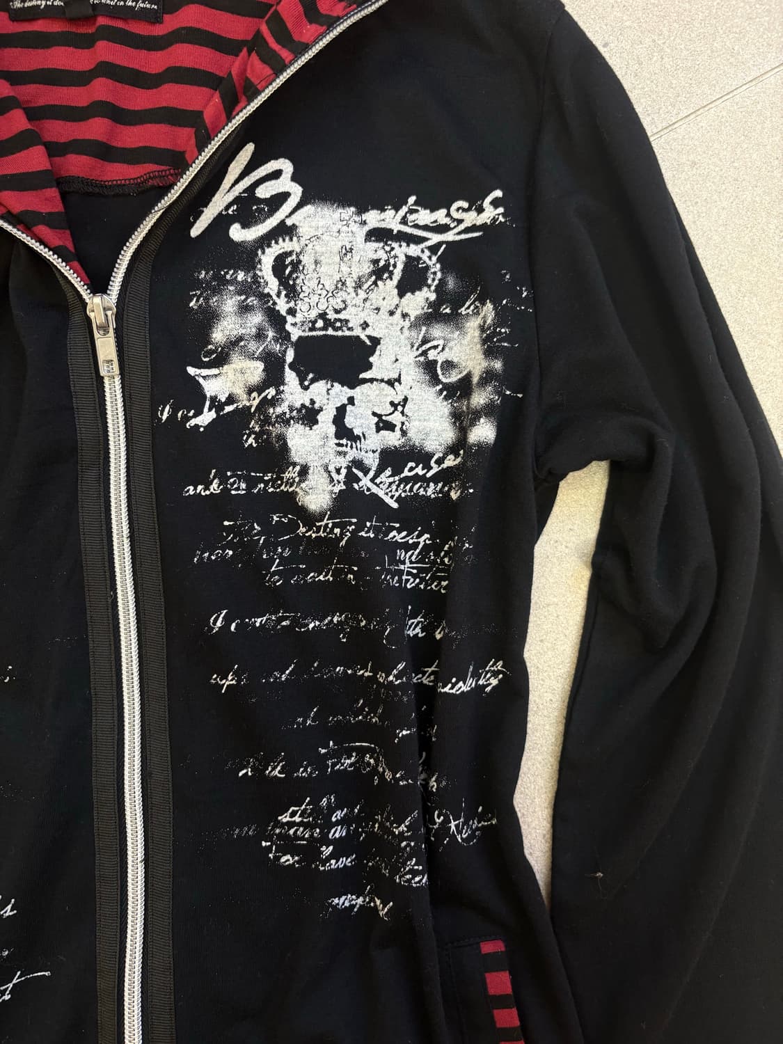 펑크 프린팅 스트라이프 후드집업 상품이미지4