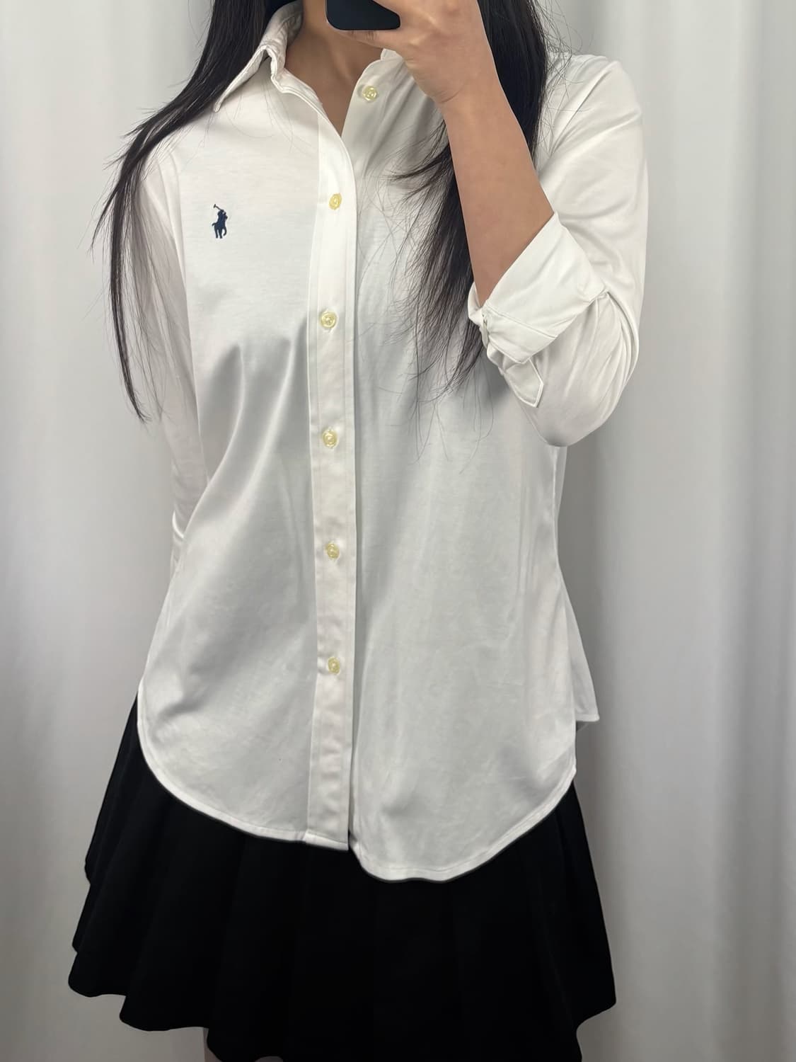 폴로 화이트 니트 드레스 셔츠 상품이미지1