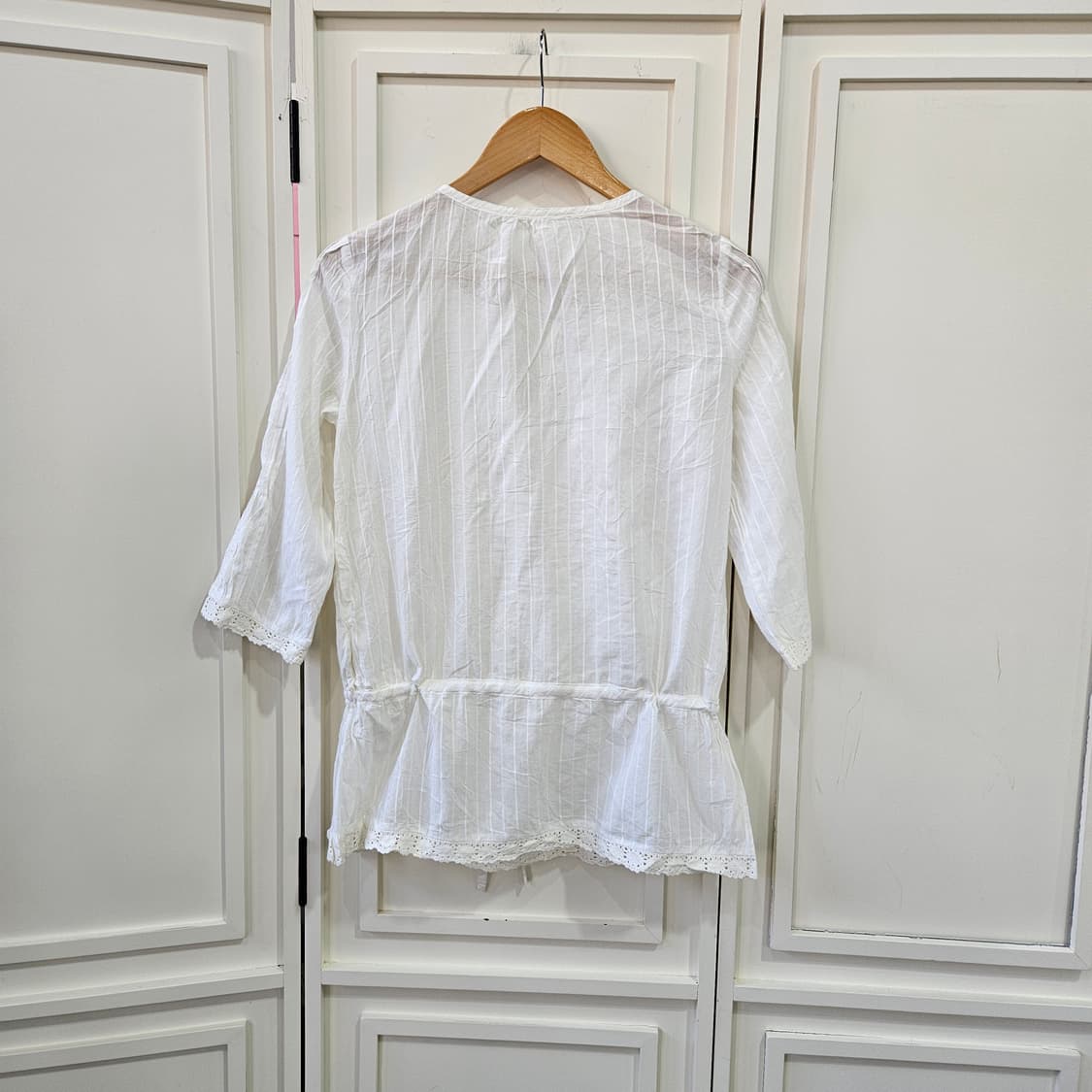 코튼 레이스 스트링 블라우스 상품이미지5