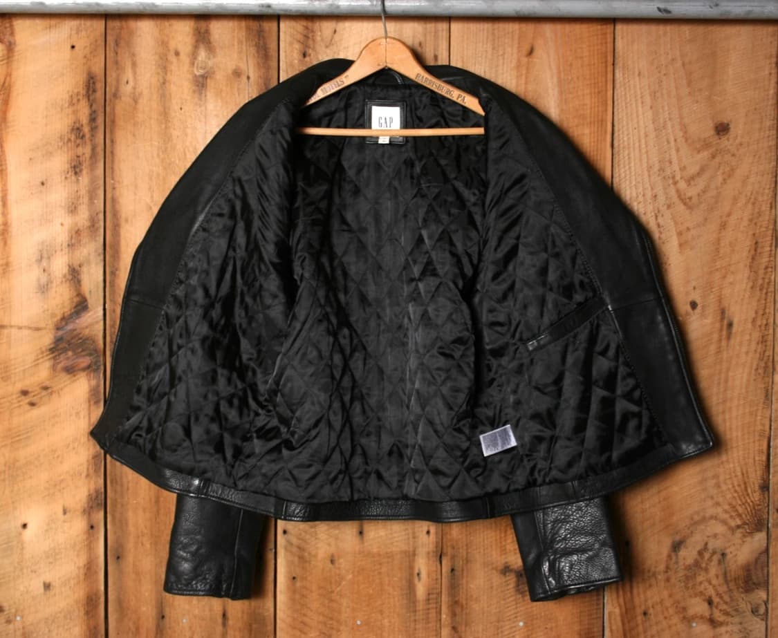 갭 블랙 가죽 더블 라이더 자켓 상품이미지3