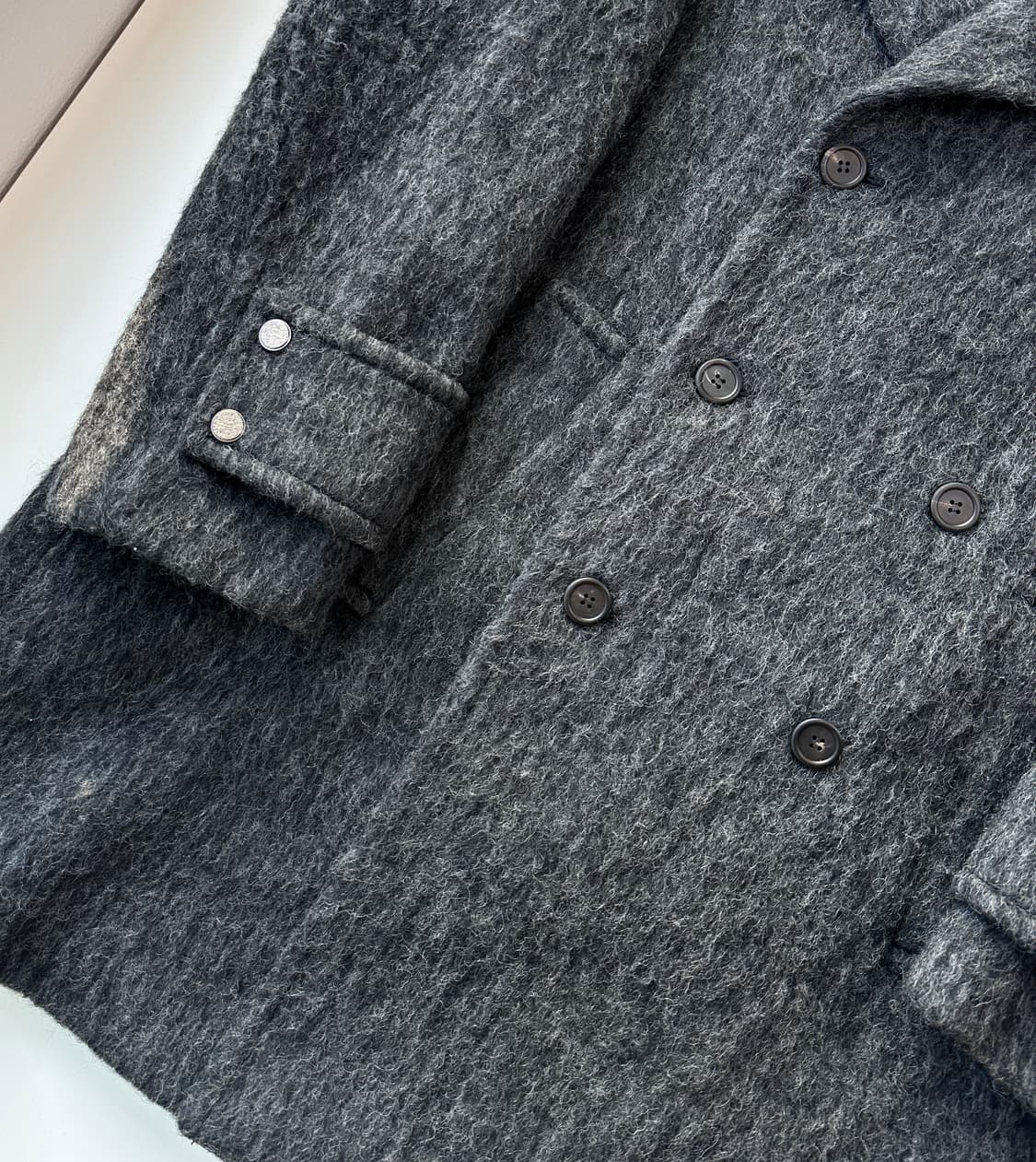 메종미네드 오바사이즈 하프 더블 코트 차콜 상품이미지4