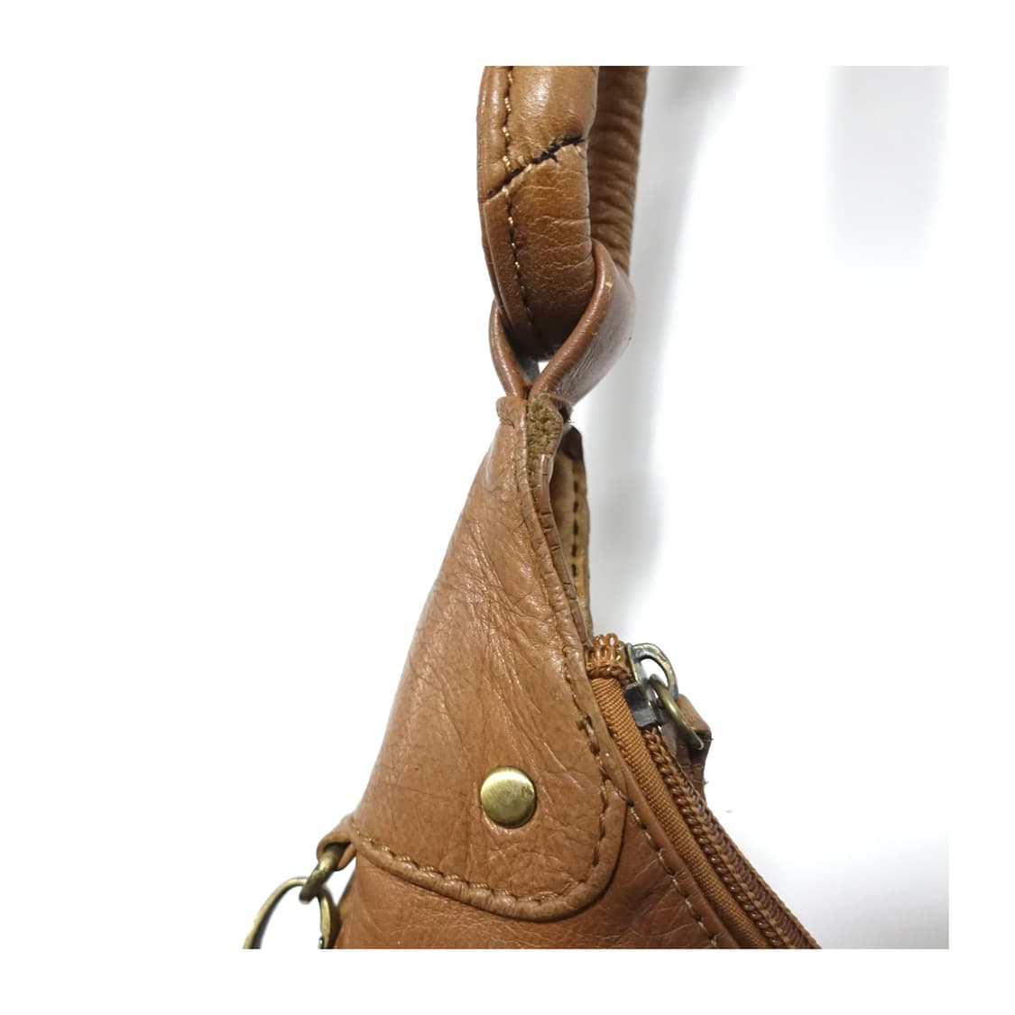 빈티지 태슬 디테일 브라운 레더 오리가미백 상품이미지5