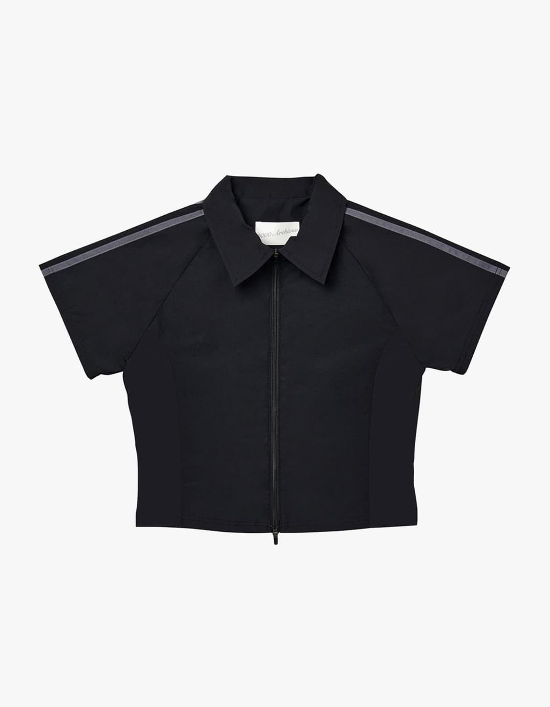 2000아카이브 나일론 스포츠 폴로 탑 반팔셔츠 고프코어 집업 블랙 상품이미지1