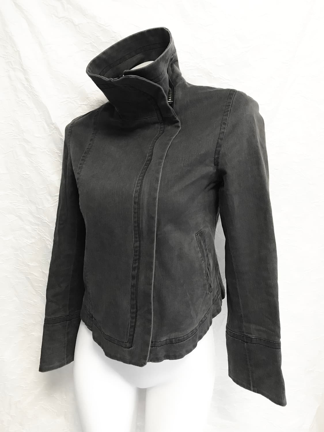 빈티지 하이넥 와이드 카라 흑청 자켓 상품이미지3