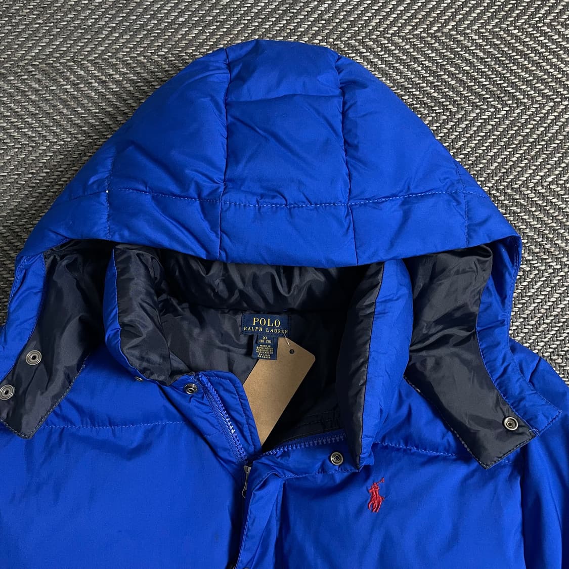 폴로 랄프로렌 포니 구스다운 푸퍼 후드 패딩 블루o 5008 상품이미지3