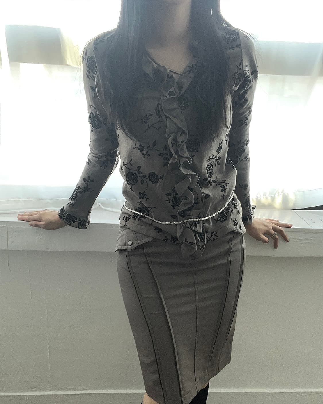 flower parttern frilled top 상품이미지5