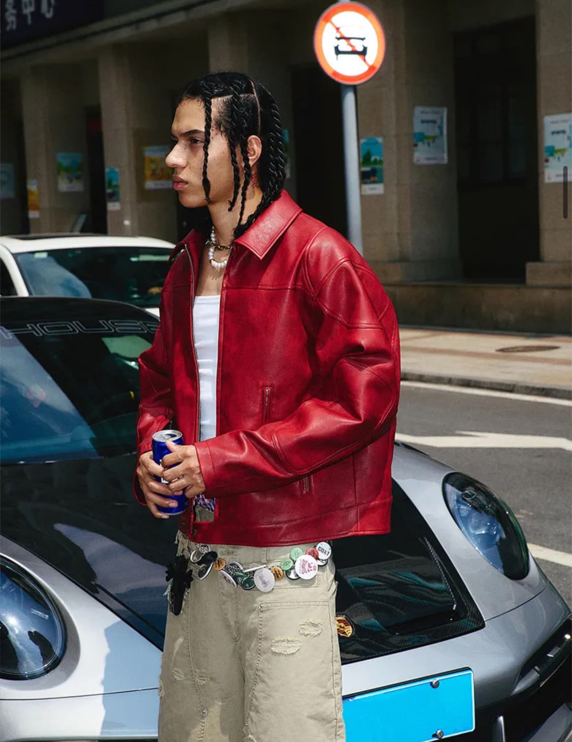 (새제품)스팁 버건디 레더 자켓 L사이즈 상품이미지3