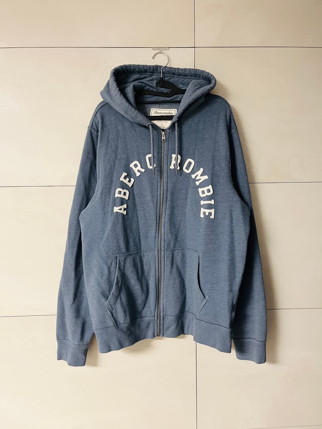 아베크롬비 스펠로고 워시드 블루 후드집업 (L)  상품이미지1