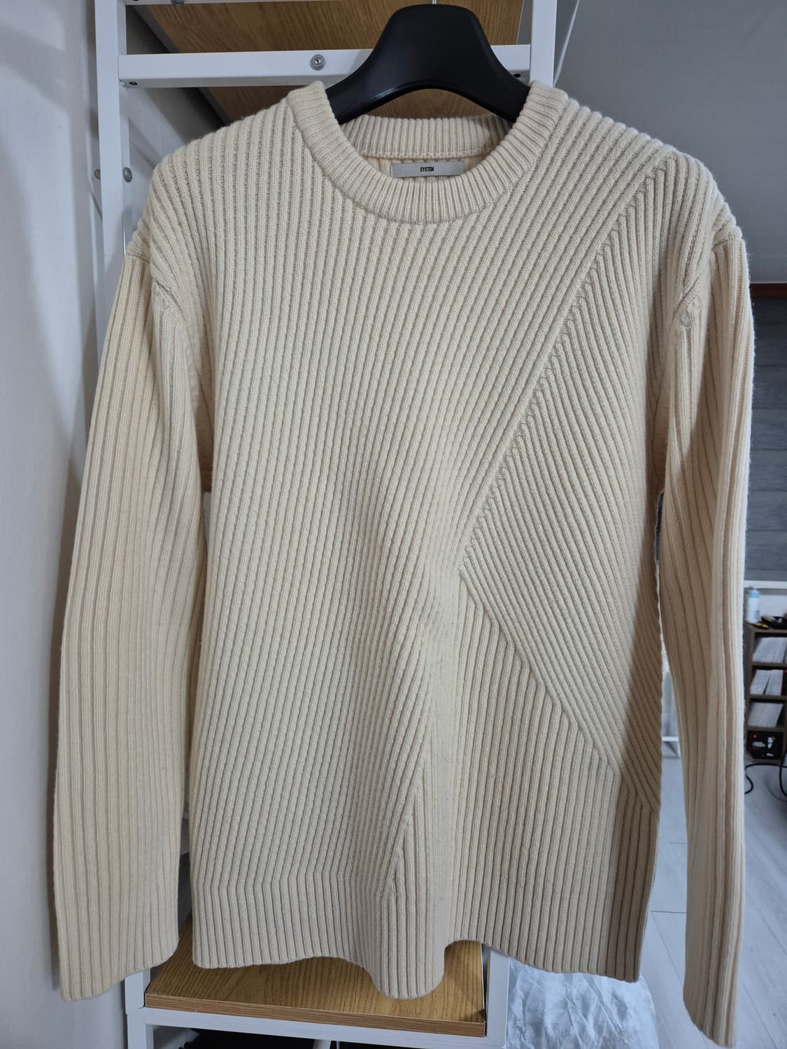 시스템옴므 울캐시혼방 빗살무늬 니트 105 아이보리 상품이미지1