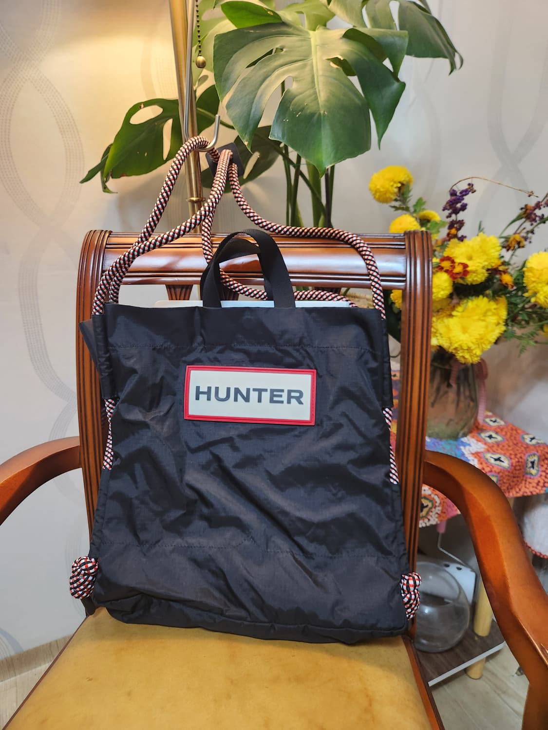 헌터 블랙 로프 숄더백 토트백 상품이미지1