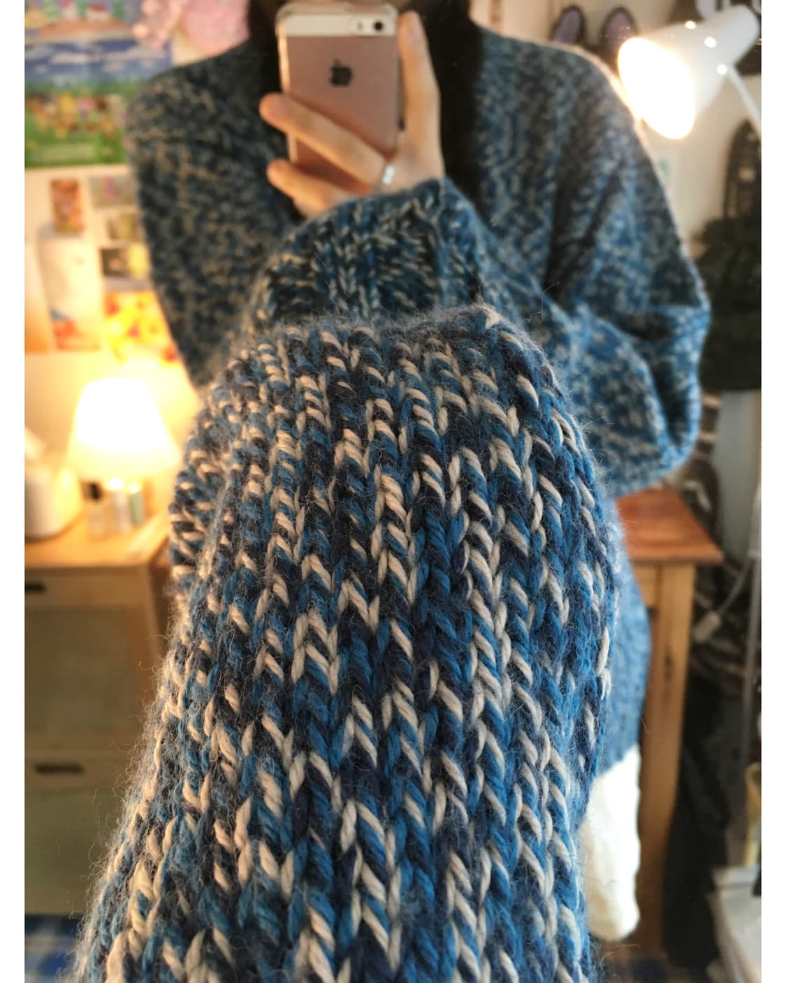 VINTAGE MELANGE TEXTURE OVER KNIT BLUE 상품이미지5