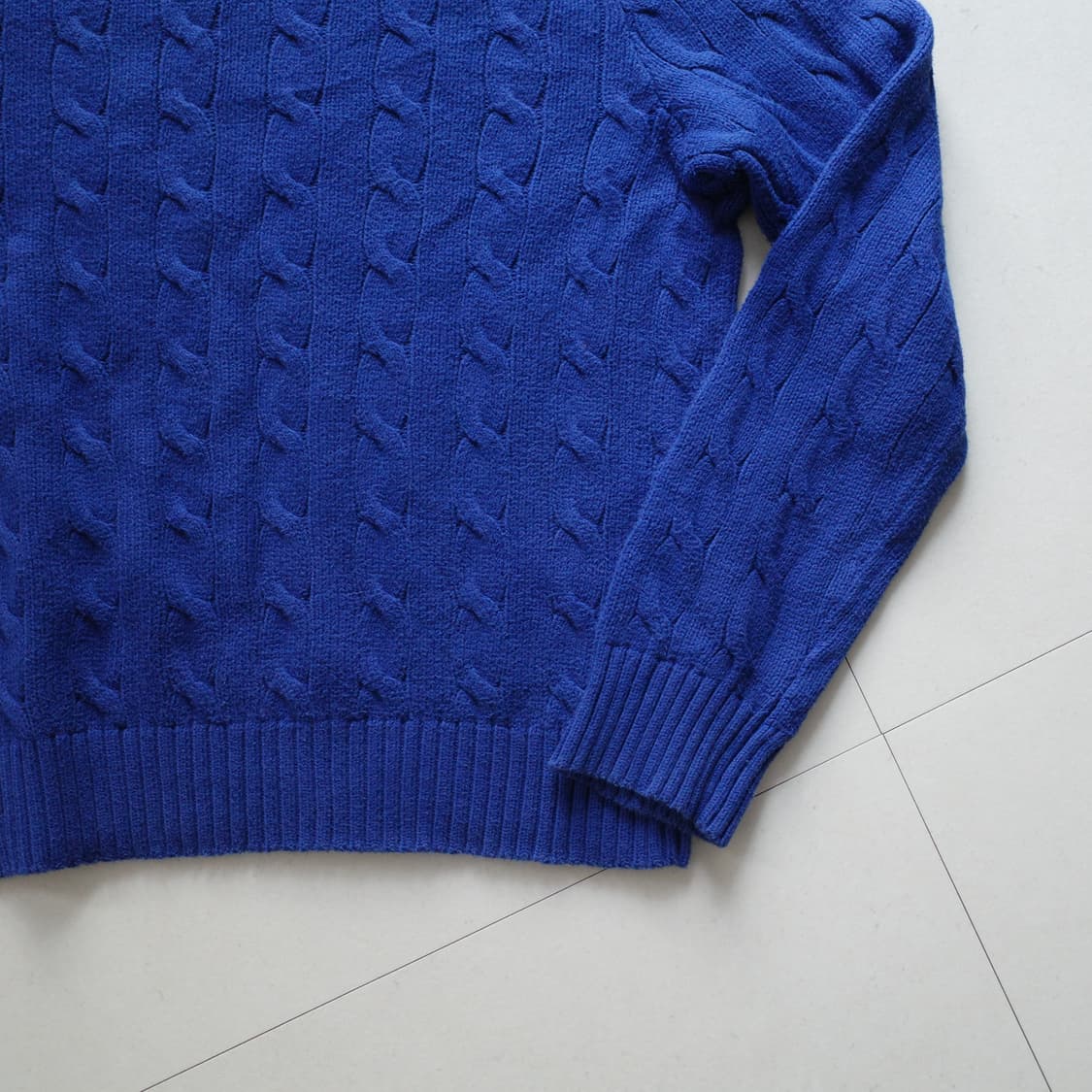 90s 폴로 랄프로렌 케이블 니트 블루 XL 상품이미지9