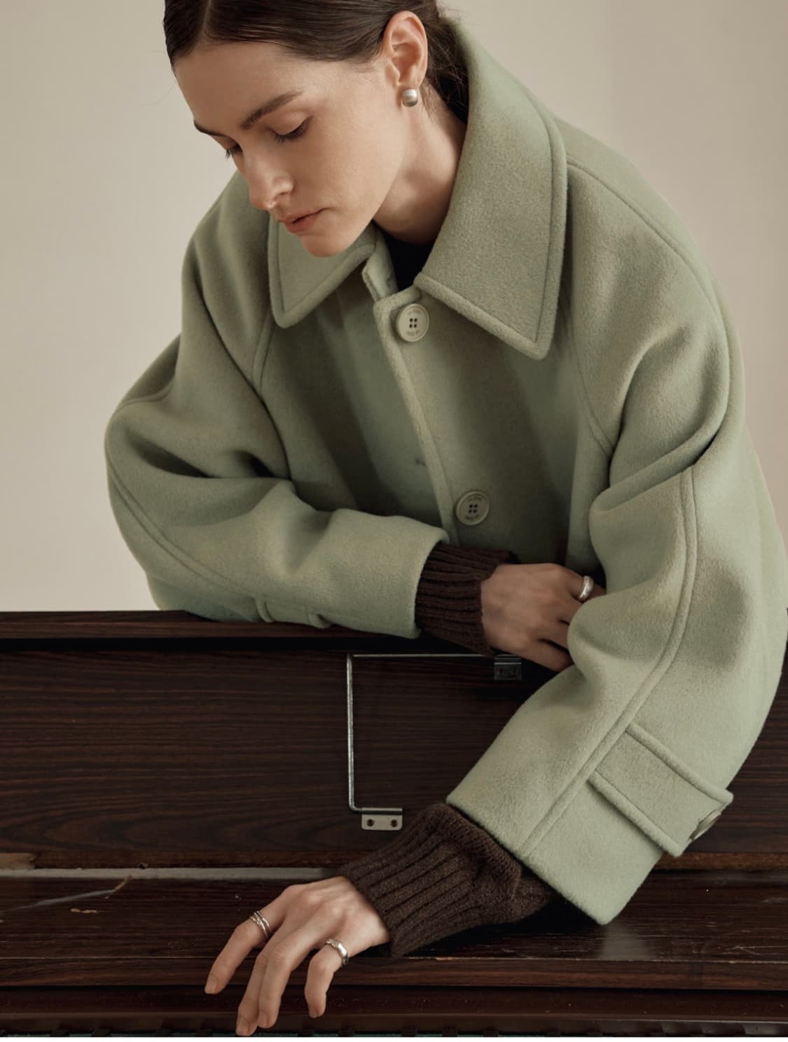 (새상품) 말차라떼컬러 캐시미어코트 (정가 40만원대) 상품이미지5