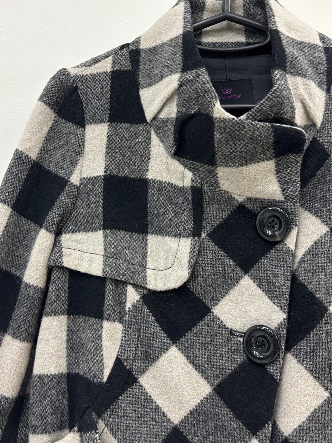 빈티지 블랙 하프 울 코트 상품이미지6