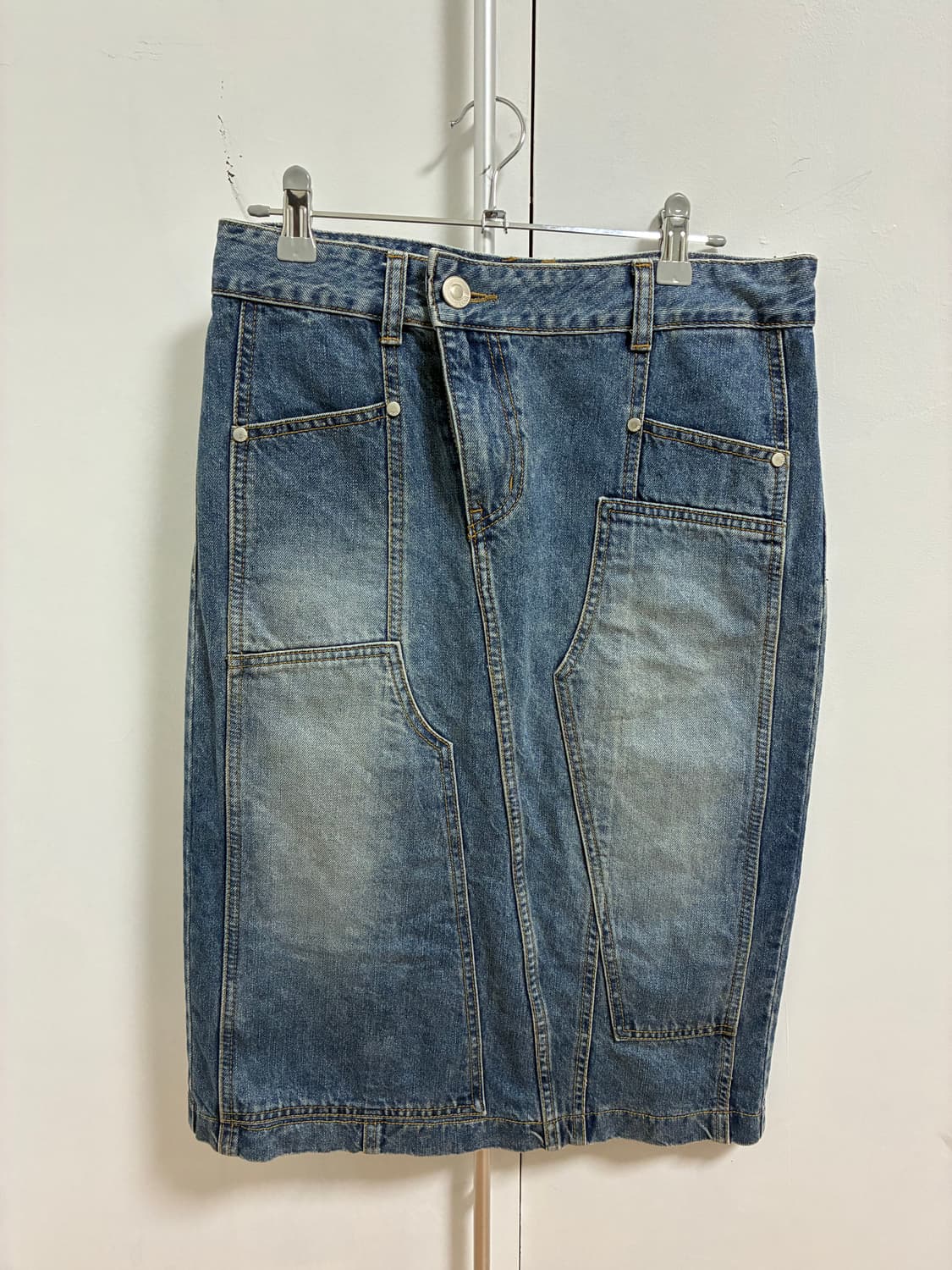 YUSE PANELED VINTAGE WASHING MIDI DENIM 상품이미지1