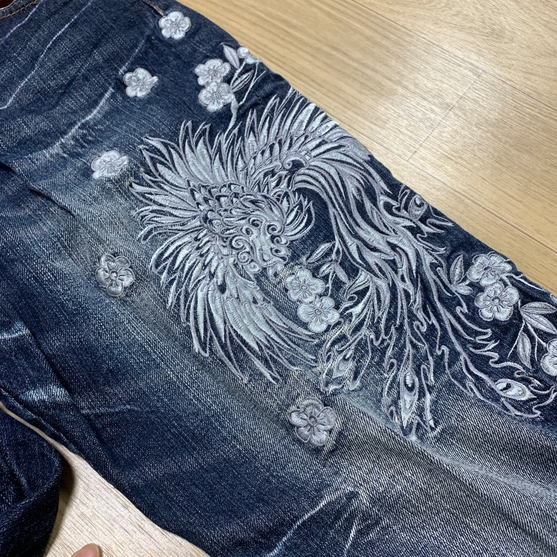 32-L)풍천상점 오리엔탈 봉황 자수 청바지 상품이미지7