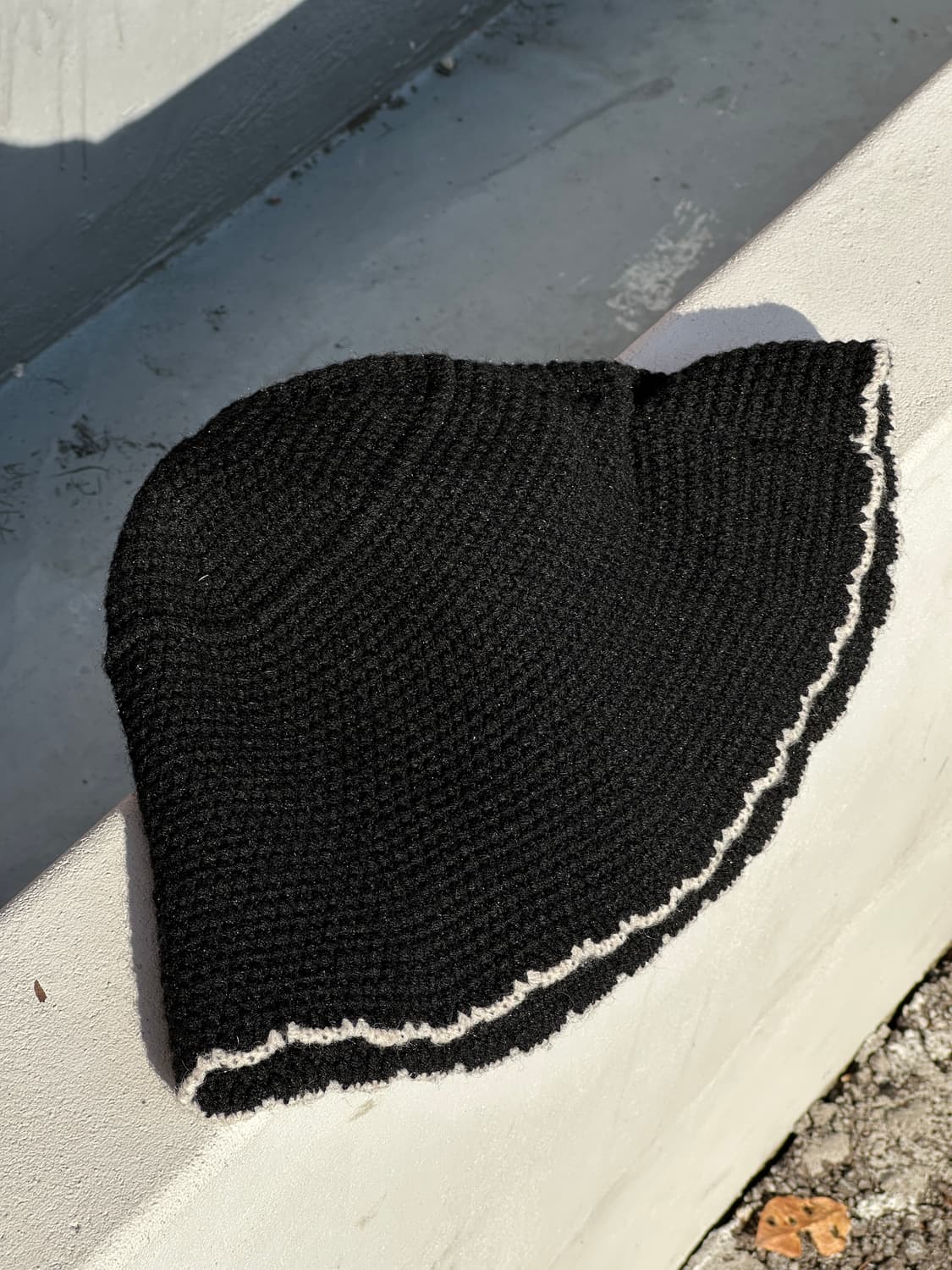 [F] 블랙 울 니트 버킷햇 모자 상품이미지5