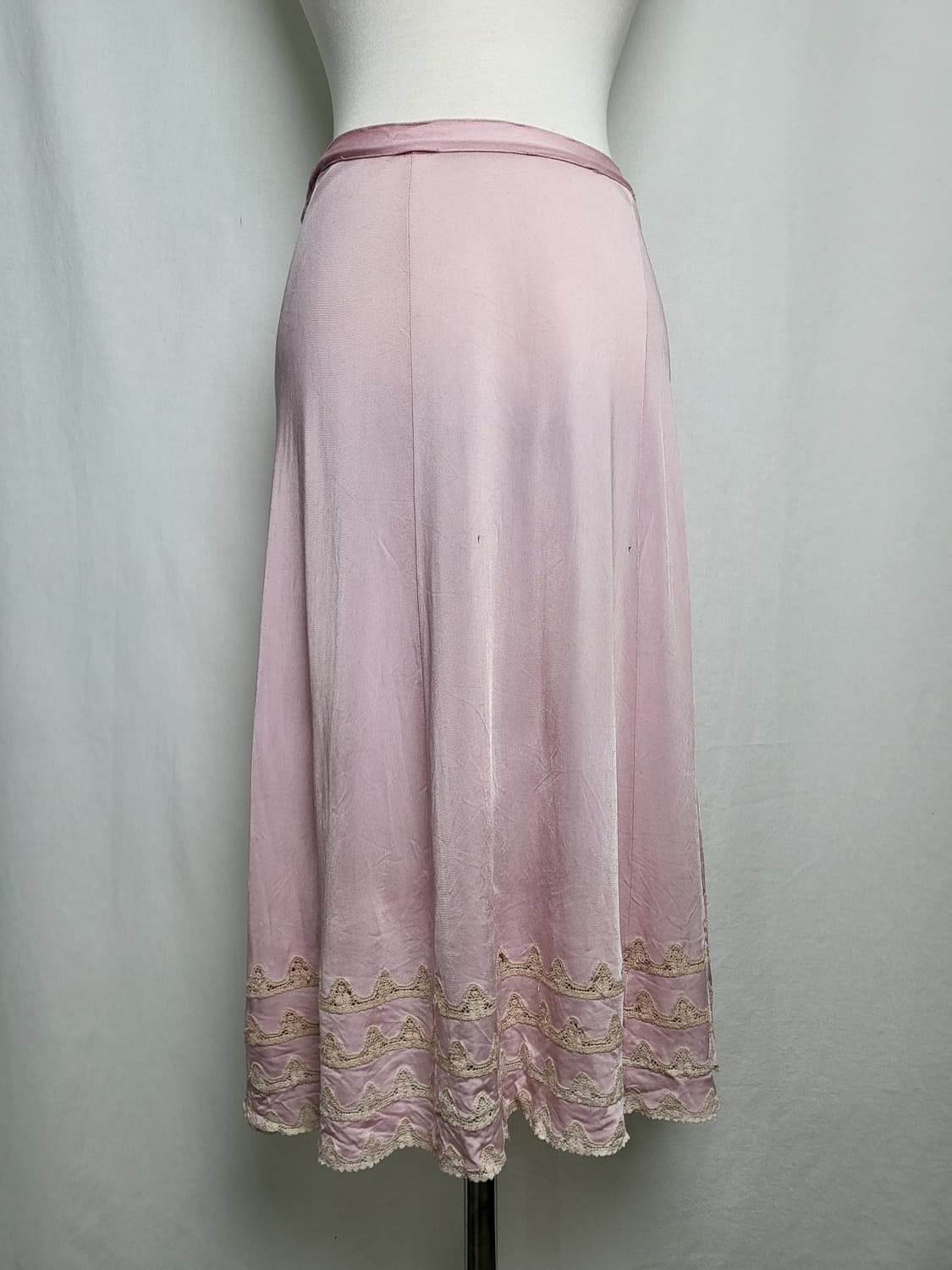 빈티지 베이비 핑크 레이스 슬립 스커트 상품이미지1