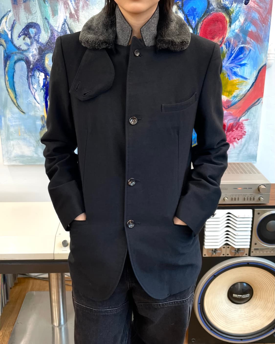 [M] 미하라야스히로 퍼 트리밍 테일러드 자켓 상품이미지4